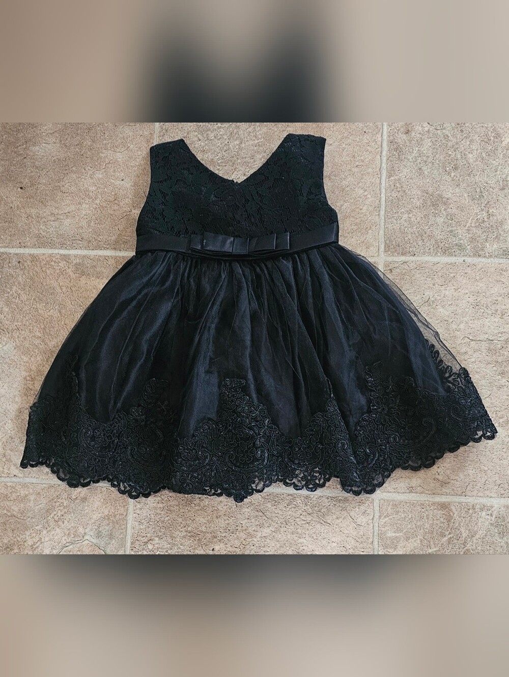 Girls Black Lace Tulle Party Dress 18 Months